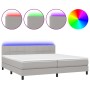 Cama box spring con colchón tela y LED gris claro 200x200 cm de vidaXL, Camas y somieres - Ref: Foro24-3133181, Precio: 575,0...