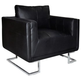 Sillón con patas cromadas cuero sintético negro de vidaXL, Sillones - Ref: Foro24-241004, Precio: 296,43 €, Descuento: %