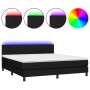 Box spring bed mattress and LED lights black fabric 160x200 cm by vidaXL, Beds and slatted bases - Ref: Foro24-3133167, Price...