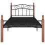 Estructura de cama metal y madera maciza de roble 100x200 cm de vidaXL, Camas y somieres - Ref: Foro24-324905, Precio: 137,99...