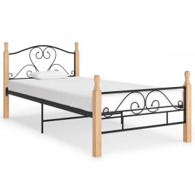 Black metal bed frame 100x200 cm by vidaXL, Beds and slatted bases - Ref: Foro24-324940, Price: 122,34 €, Discount: %