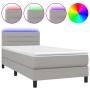 Boxspringbettmatratze und LED-Leuchten aus hellgrauem Stoff 90x190 cm von vidaXL, Betten und Lattenroste - Ref: Foro24-313319...