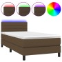 Boxspringbett-Matratze und LED-Leuchten aus dunkelbraunem Stoff, 90 x 200 cm von vidaXL, Betten und Lattenroste - Ref: Foro24...