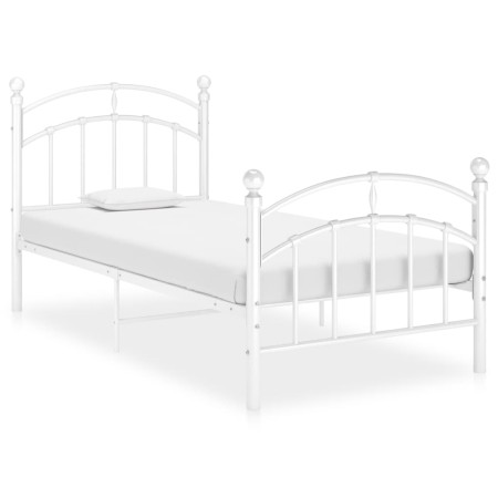 Estructura de cama de metal blanco 100x200 cm de vidaXL, Camas y somieres - Ref: Foro24-324971, Precio: 103,47 €, Descuento: %