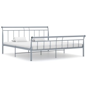 Gray metal bed frame 160x200 cm by vidaXL, Beds and slatted bases - Ref: Foro24-325044, Price: 154,99 €, Discount: %