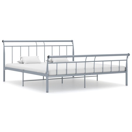 Estructura de cama de metal gris 160x200 cm de vidaXL, Camas y somieres - Ref: Foro24-325044, Precio: 154,99 €, Descuento: %