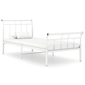 Estructura de cama de metal blanco 100x200 cm de vidaXL, Camas y somieres - Ref: Foro24-325034, Precio: 68,99 €, Descuento: %