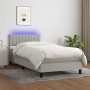 Box spring bed mattress and LED lights light gray fabric 100x200 cm by vidaXL, Beds and slatted bases - Ref: Foro24-3133293, ...