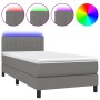 Boxspringbettmatratze und LED-Leuchten dunkelgrauer Stoff 90x190 cm von vidaXL, Betten und Lattenroste - Ref: Foro24-3133278,...