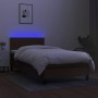 Box spring bed mattress and LED lights dark brown fabric 90x200cm by vidaXL, Beds and slatted bases - Ref: Foro24-3133288, Pr...