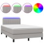 Cama box spring con colchón tela y LED gris claro 120x200 cm de vidaXL, Camas y somieres - Ref: Foro24-3133301, Precio: 396,1...