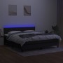 Box spring bed mattress and LED lights black fabric 160x200 cm by vidaXL, Beds and slatted bases - Ref: Foro24-3133327, Price...