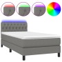 Boxspringbettmatratze und LED-Leuchten dunkelgrauer Stoff 90x190 cm von vidaXL, Betten und Lattenroste - Ref: Foro24-3133358,...