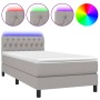 Boxspringbettmatratze und LED-Leuchten aus hellgrauem Stoff 90x190 cm von vidaXL, Betten und Lattenroste - Ref: Foro24-313335...