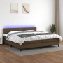 Box spring bed mattress LED lights dark brown fabric 200x200 cm by vidaXL, Beds and slatted bases - Ref: Foro24-3133104, Pric...