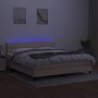 Box spring bed mattress and LED lights cream fabric 160x200 cm by vidaXL, Beds and slatted bases - Ref: Foro24-3133410, Price...