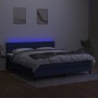 Boxspringbettmatratze und LED-Leuchten aus blauem Stoff 160x200 cm von vidaXL, Betten und Lattenroste - Ref: Foro24-3133411, ...