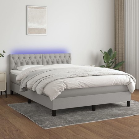 Cama box spring colchón y luces LED tela gris claro 140x190 cm de vidaXL, Camas y somieres - Ref: Foro24-3133389, Precio: 490...