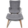 Sillón con taburete reposapiés tela gris de vidaXL, Sillones - Ref: Foro24-241673, Precio: 224,99 €, Descuento: %