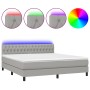 Boxspringbettmatratze und LED-Leuchten aus hellgrauem Stoff 160x200 cm von vidaXL, Betten und Lattenroste - Ref: Foro24-31334...