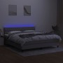 Boxspringbettmatratze und LED-Leuchten aus hellgrauem Stoff 160x200 cm von vidaXL, Betten und Lattenroste - Ref: Foro24-31334...