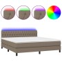 Boxspringbett mit Matratze und LED-Leuchten taupegrauer Stoff 160x200 cm von vidaXL, Betten und Lattenroste - Ref: Foro24-313...