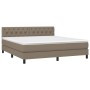 Boxspringbett mit Matratze und LED-Leuchten taupegrauer Stoff 160x200 cm von vidaXL, Betten und Lattenroste - Ref: Foro24-313...