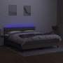 Boxspringbett mit Matratze und LED-Leuchten taupegrauer Stoff 160x200 cm von vidaXL, Betten und Lattenroste - Ref: Foro24-313...