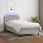 Box spring bed mattress and LED lights light gray fabric 100x200 cm by vidaXL, Beds and slatted bases - Ref: Foro24-3133453, ...