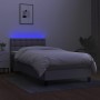 Box spring bed mattress and LED lights light gray fabric 100x200 cm by vidaXL, Beds and slatted bases - Ref: Foro24-3133453, ...