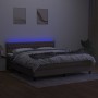 Boxspringbett mit Matratze und LED-Leuchten taupegrauer Stoff 180x200 cm von vidaXL, Betten und Lattenroste - Ref: Foro24-313...