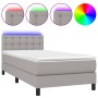 Boxspringbettmatratze und LED-Leuchten aus hellgrauem Stoff 90x190 cm von vidaXL, Betten und Lattenroste - Ref: Foro24-313343...