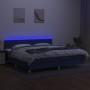 Box spring bed with mattress and LED blue fabric 200x200 cm by vidaXL, Beds and slatted bases - Ref: Foro24-3133587, Price: 6...