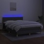 Box spring bed mattress and LED lights dark gray fabric 140x200 cm by vidaXL, Beds and slatted bases - Ref: Foro24-3133638, P...