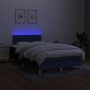 Box spring bed with mattress and LED blue fabric 120x200 cm by vidaXL, Beds and slatted bases - Ref: Foro24-3133627, Price: 3...