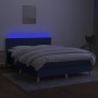 Box spring bed with mattress and LED blue fabric 140x200 cm by vidaXL, Beds and slatted bases - Ref: Foro24-3133643, Price: 4...