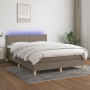 Boxspringbett mit LED-Matratze taupegrauer Stoff 140x200 cm von vidaXL, Betten und Lattenroste - Ref: Foro24-3133641, Preis: ...