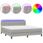 Cama box spring colchón y luces LED tela gris claro 180x200 cm de vidaXL, Camas y somieres - Ref: Foro24-3133493, Precio: 527...