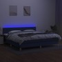 Box spring bed with mattress and LED blue fabric 200x200 cm by vidaXL, Beds and slatted bases - Ref: Foro24-3133667, Price: 5...