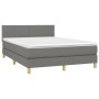 Box spring bed mattress and LED lights dark gray fabric 140x190 cm by vidaXL, Beds and slatted bases - Ref: Foro24-3133550, P...