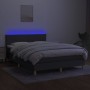 Box spring bed mattress and LED lights dark gray fabric 140x190 cm by vidaXL, Beds and slatted bases - Ref: Foro24-3133550, P...