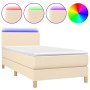 Cama box spring colchón y luces LED tela crema 100x200 cm de vidaXL, Camas y somieres - Ref: Foro24-3133538, Precio: 334,67 €...