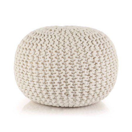 Handwoven pouf 50x35 cm white cotton by vidaXL, Ottomans - Ref: Foro24-245072, Price: 77,75 €, Discount: %