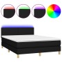 Box spring bed mattress and LED lights black fabric 140x190 cm by vidaXL, Beds and slatted bases - Ref: Foro24-3133551, Price...