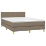 Box spring bed with LED mattress taupe gray fabric 140x200 cm by vidaXL, Beds and slatted bases - Ref: Foro24-3133561, Price:...