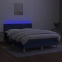 Box spring bed with mattress and LED blue fabric 140x200 cm by vidaXL, Beds and slatted bases - Ref: Foro24-3133563, Price: 4...