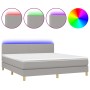 Cama box spring con colchón tela y LED gris claro 160x200 cm de vidaXL, Camas y somieres - Ref: Foro24-3133565, Precio: 496,4...