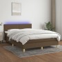 Box spring bed with LED mattress dark brown fabric 140x200 cm by vidaXL, Beds and slatted bases - Ref: Foro24-3133560, Price:...