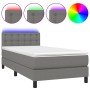 Boxspringbettmatratze und LED-Leuchten dunkelgrauer Stoff 100x200 cm von vidaXL, Betten und Lattenroste - Ref: Foro24-3133454...