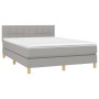 Box spring bed mattress and LED lights light gray fabric 140x200 cm by vidaXL, Beds and slatted bases - Ref: Foro24-3133717, ...